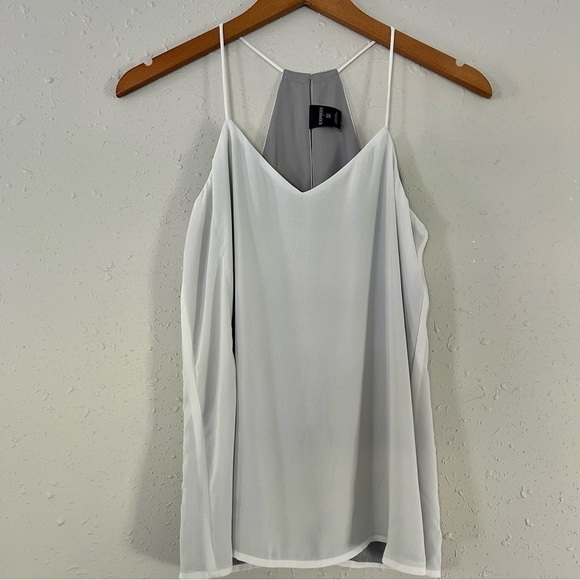 🦋 Express Grey White Reversible Tank Top Blouse XXS Neutral Summer Lightweight - Picture 5 of 10